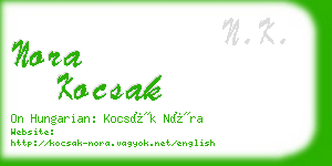 nora kocsak business card